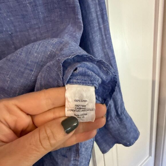 J.Crew perfect fit Irish linen blue button down size 6 - Picture 5 of 10
